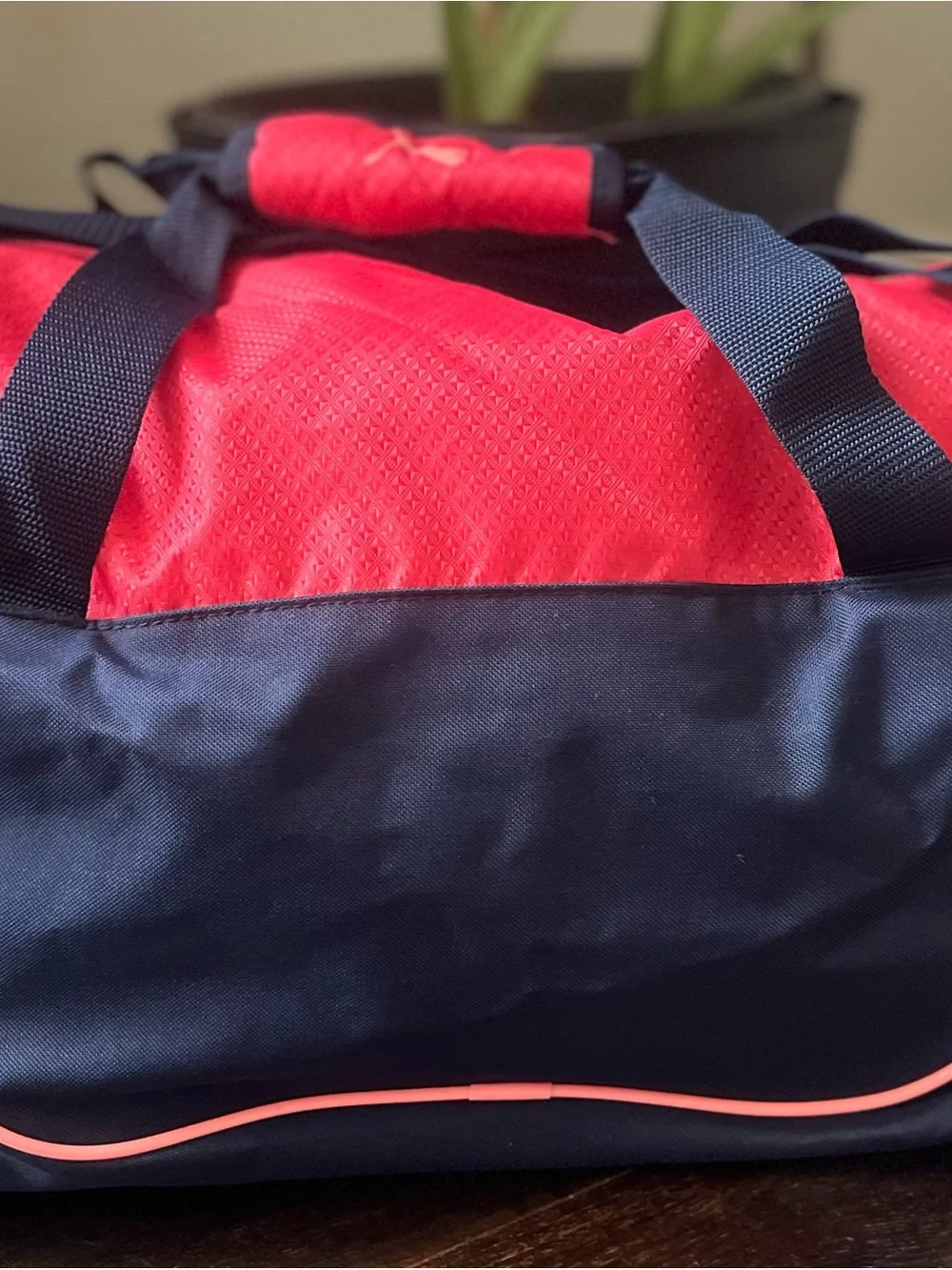 Brand New! Puma Coral Pink and Navy Sport Duffle with Coral Accents